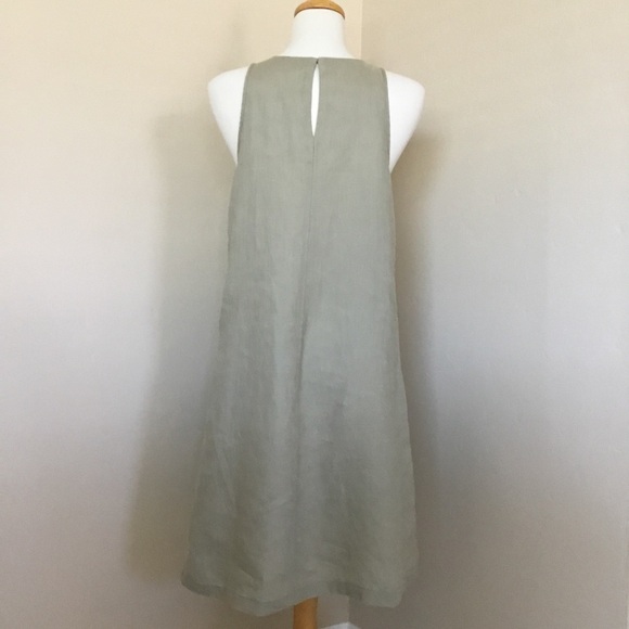 United Colors of Benetton Dress Pure Linen Sleeveless Khaki Size M - Picture 2 of 9